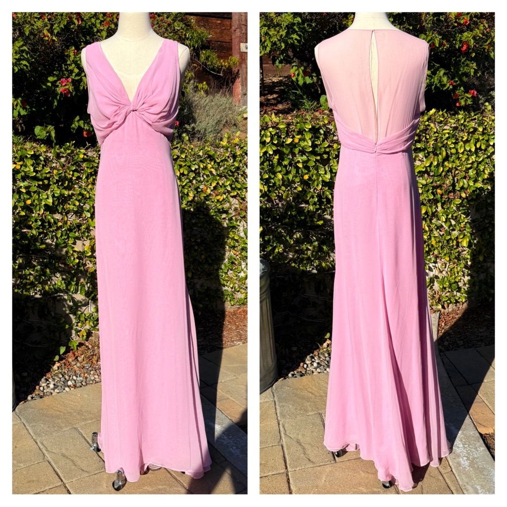 New Vera Wang 2000s Pink Chiffon Evening Gown